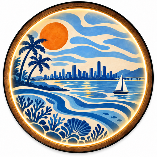 Coastal Sunset LED Wall Art – Ocean City Lighted Decor