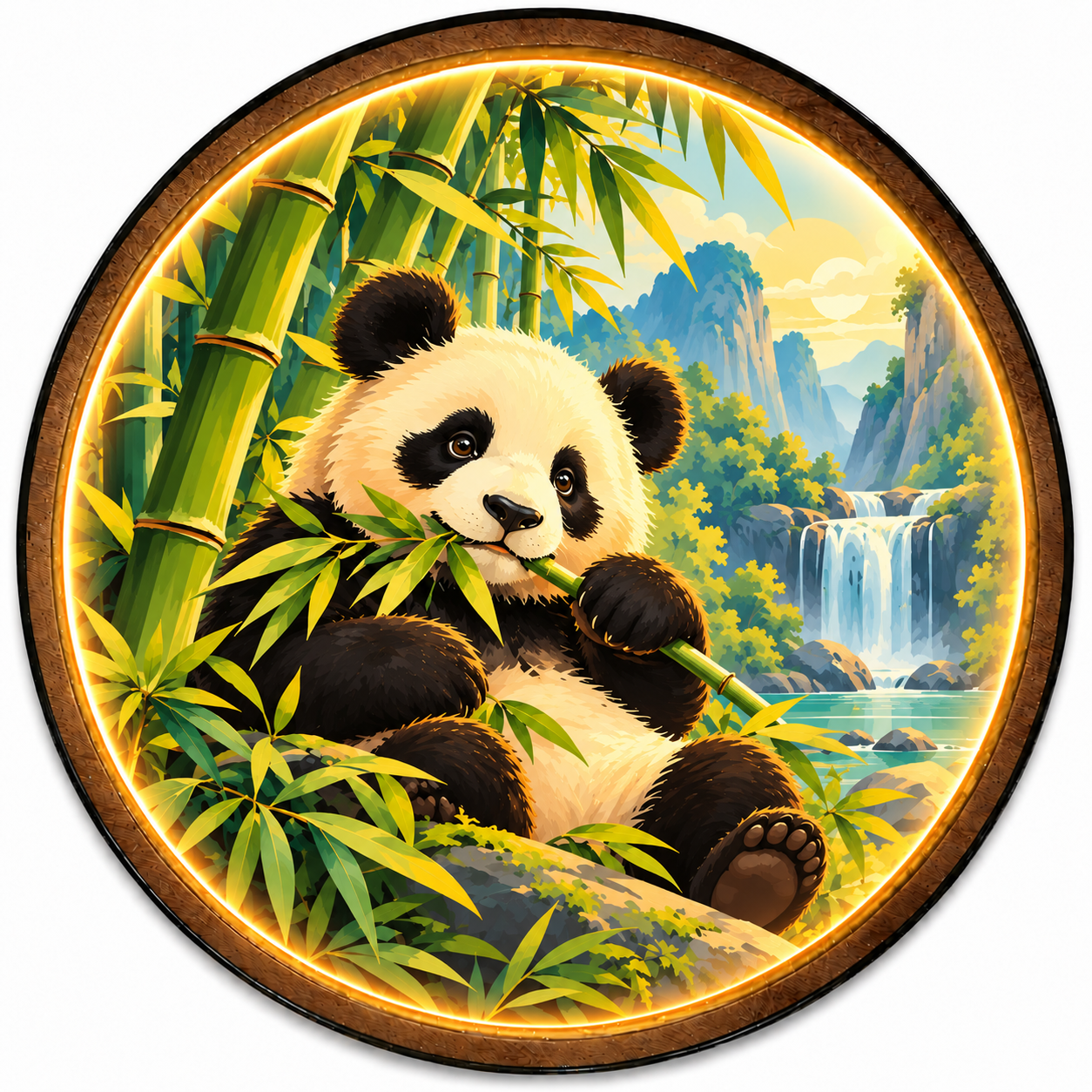 Bamboo Panda LED Wall Art – Cute Nature Lighted Decor