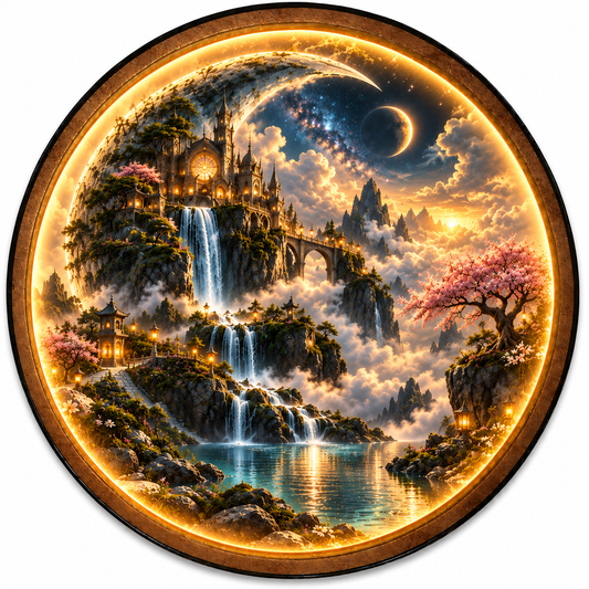 Skyhaven Castle LED Wall Art – Celestial Fantasy Landscape