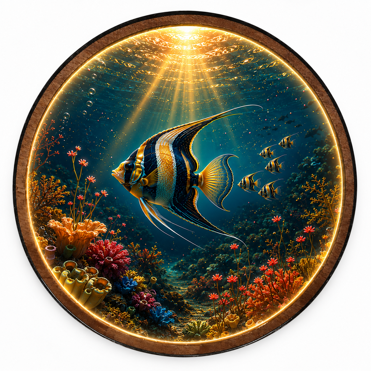Tropical Angelfish Coral Reef LED Wall Art – Illuminated Ocean Decor