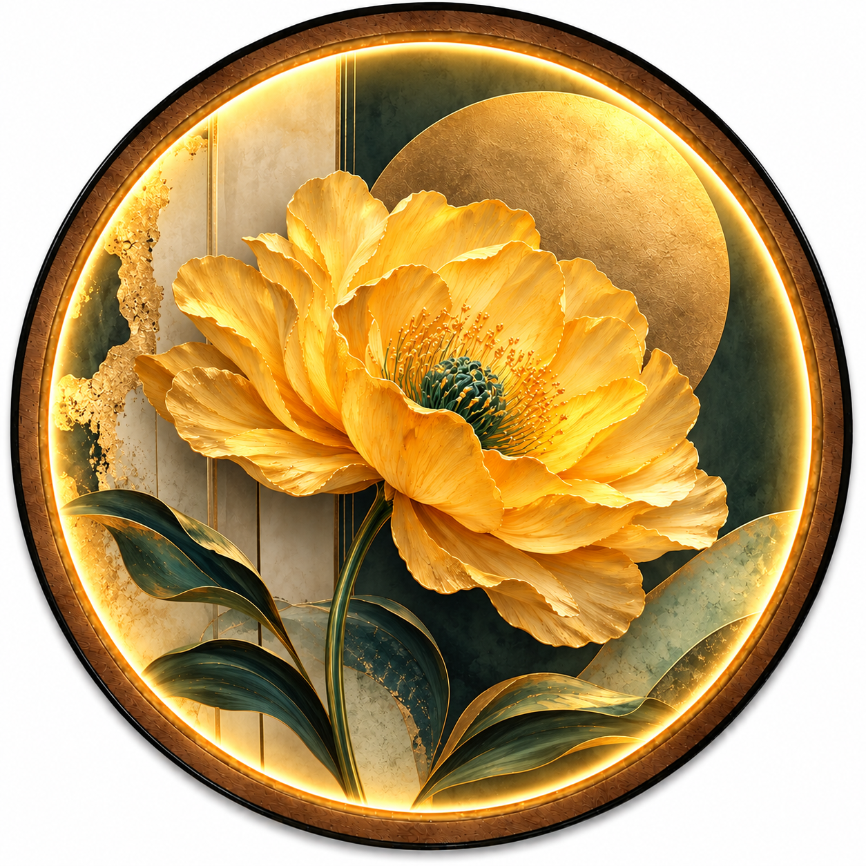 Golden Peony LED Wall Art – Luxury Floral Lighted Decor