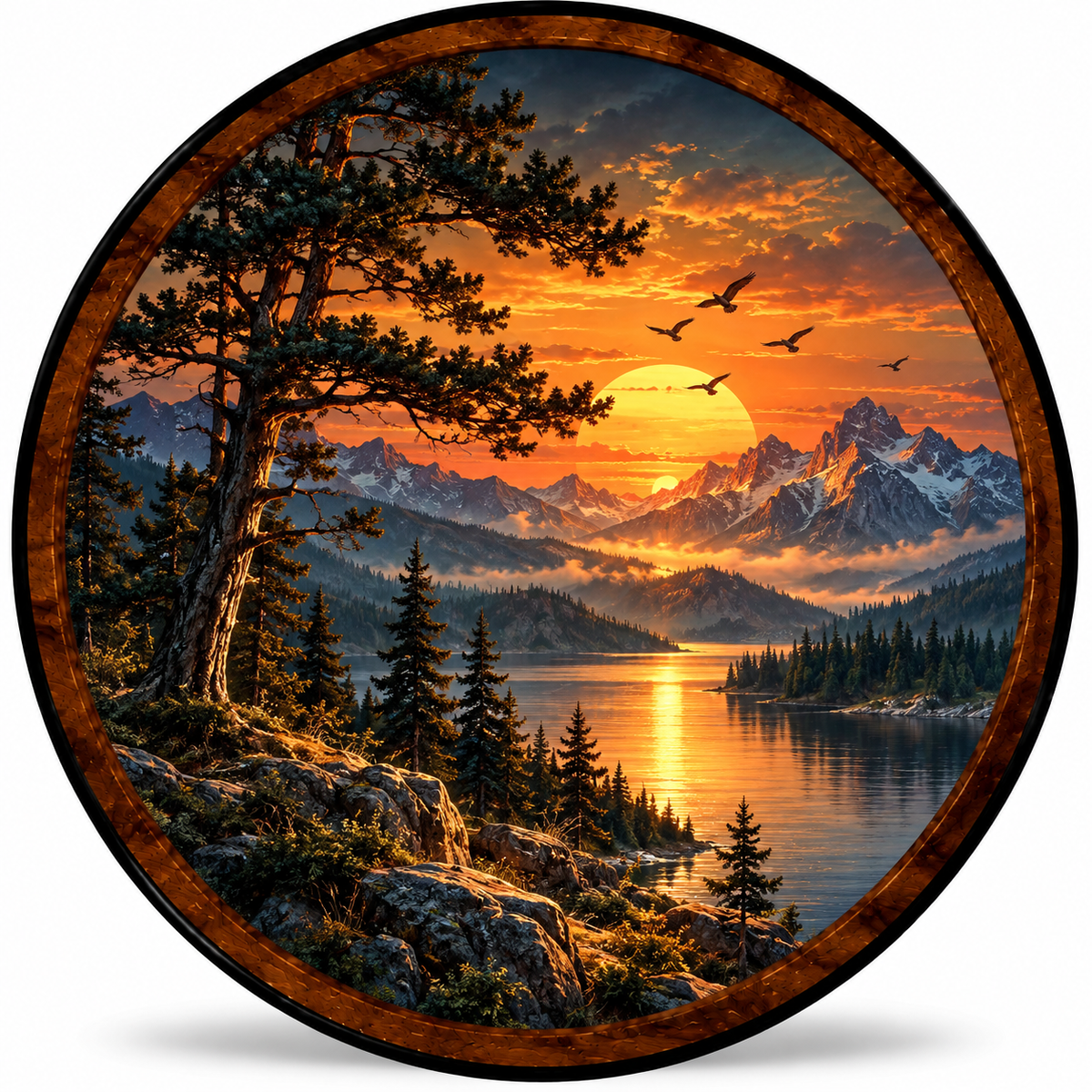 Mountain Sunset Landscape – Handcrafted LED Wall Art