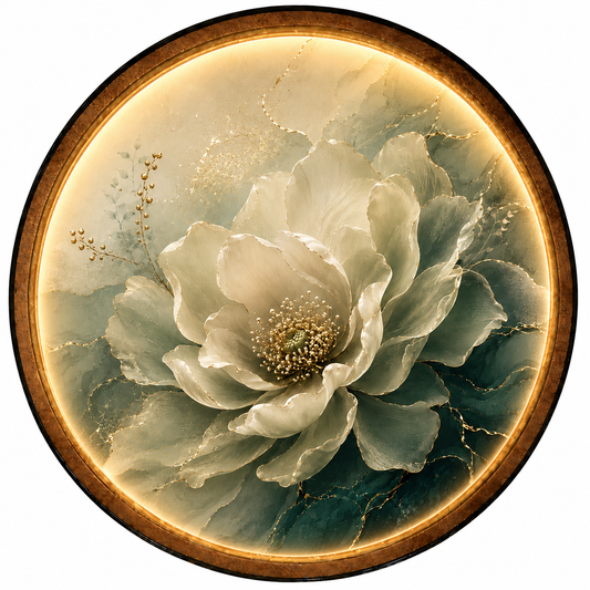 Ivory Serenity Floral LED Wall Art – Luxury Botanical Decor