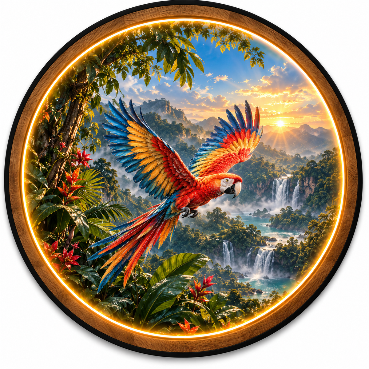 Wings of Paradise Macaw LED Wall Art – Tropical Jungle Decor