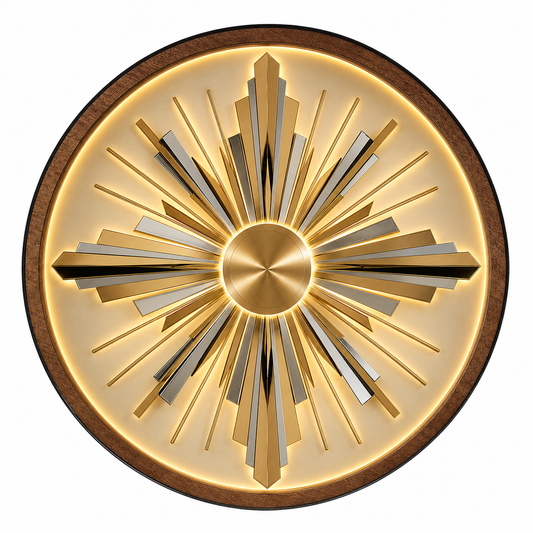 Art Decor Sunburst LED Wall Lamp | Gold Wood Art Decor