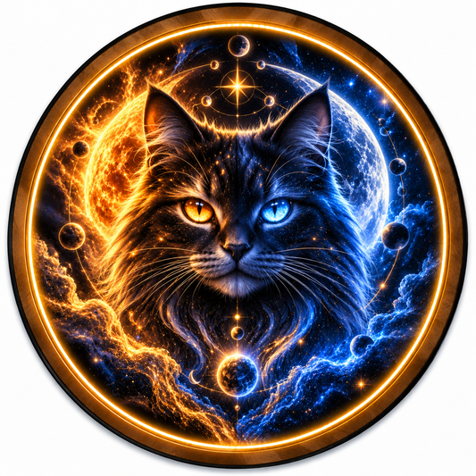 Cosmic Eclipse Cat LED Wall Art – Celestial Galaxy Decor