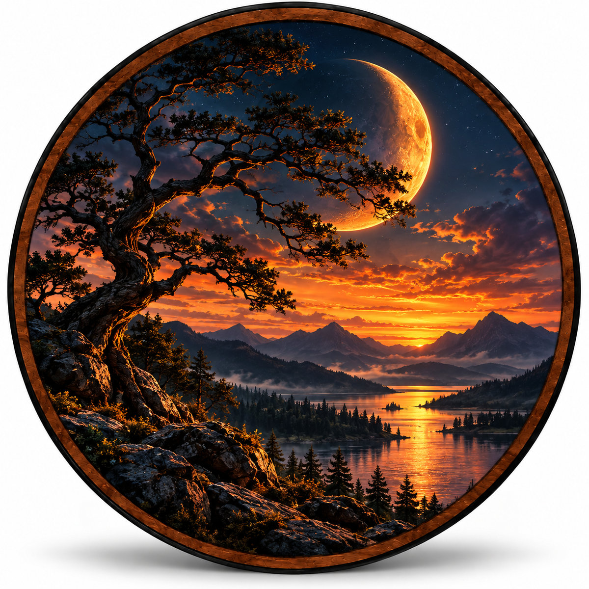 Golden Crescent – Handcrafted LED Wall Art