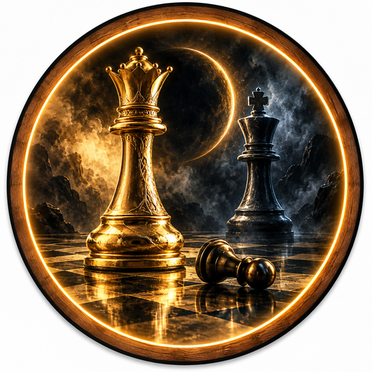 Golden Queen Chess LED Wall Art – Luxury Strategy Decor