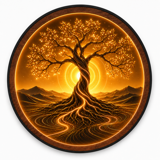 Golden Tree of Life LED Wall Art – Illuminated Nature Acrylic Decor