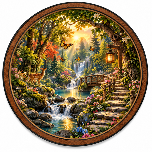 Enchanted Forest Path – Waterfall LED Wall Art