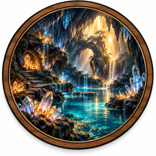 Crystal Sanctuary – Hidden Waterfall Cave LED Wall Art