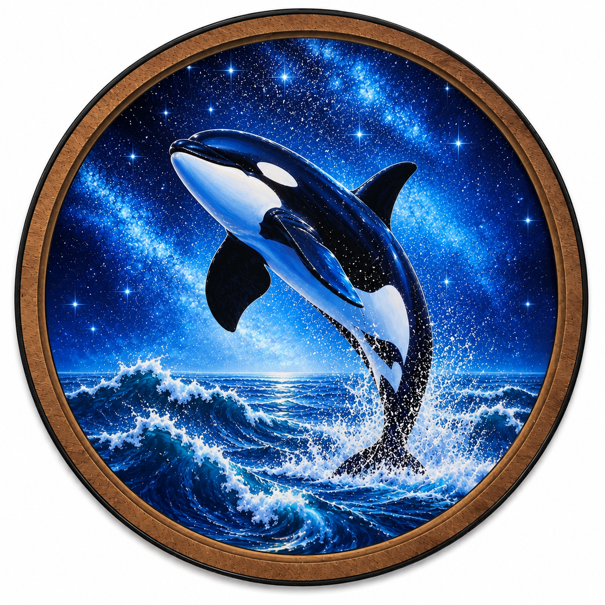 Cosmic Orca LED Wall Art – Killer Whale Ocean & Galaxy Decor