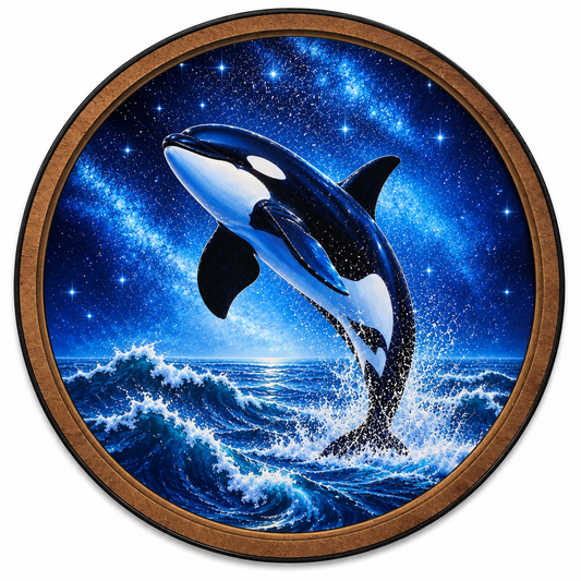 Cosmic Orca LED Wall Art – Killer Whale Ocean & Galaxy Decor