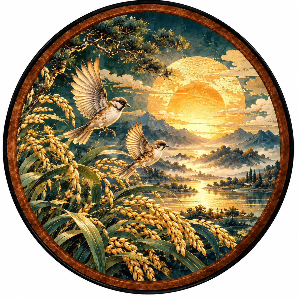 Birds & Sunset Landscape – Handcrafted LED Wall Art