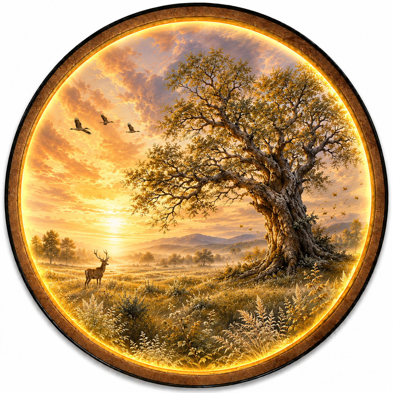 Golden Legacy Tree LED Wall Art – Illuminated Nature Wall Decor