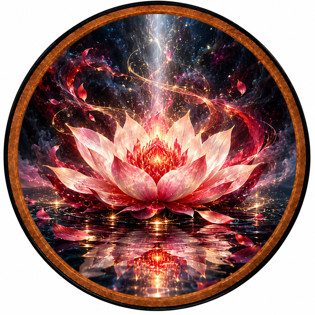 Phoenix Lotus – Handcrafted Round LED Wall Art
