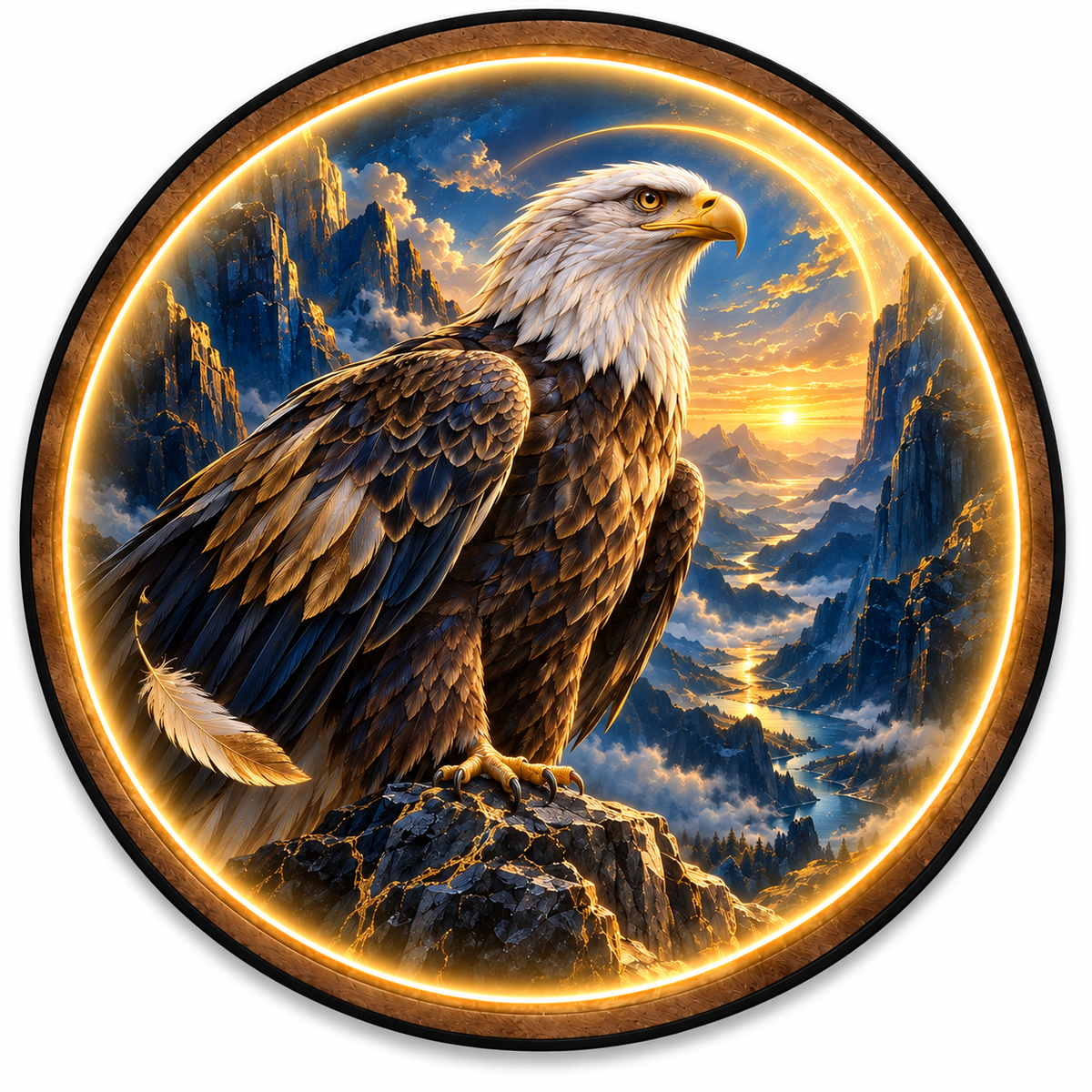 Skyward Sentinel LED Wall Art – Bald Eagle Mountain Decor