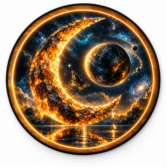 Ember Crescent LED Wall Art – Celestial Moon & Galaxy Decor