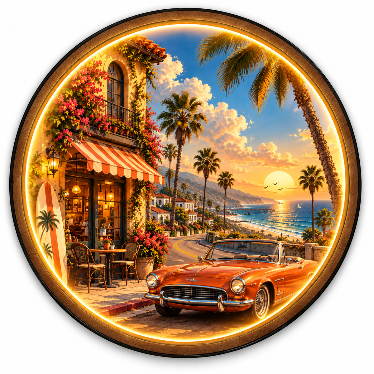 Pacific Daydream LED Wall Art – California Coastal Drive Decor
