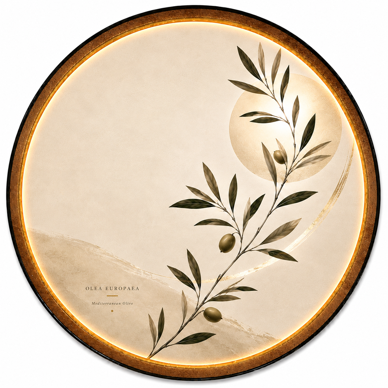 Olive Serenity LED Wall Art – Mediterranean Botanical Wall Decor