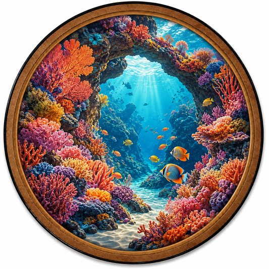 Colorful Coral Reef Paradise Circular LED Wall Art