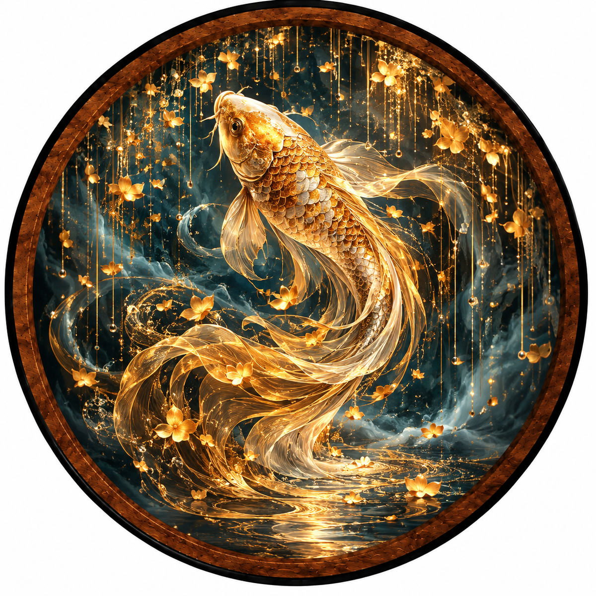 Golden Koi – Handcrafted LED Wall Art