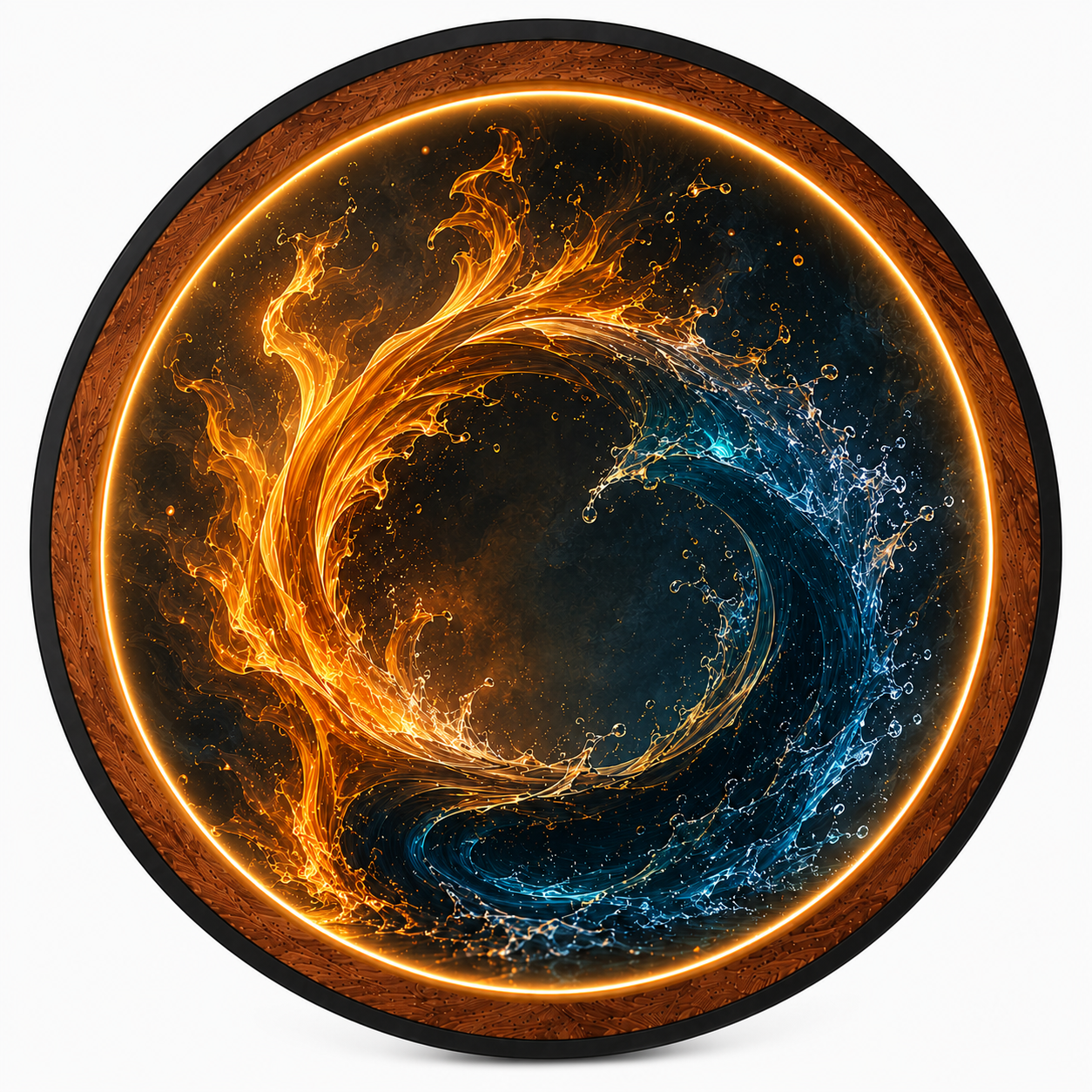 Elemental Yin Yang LED Wall Art | Fire & Water Energy Decor