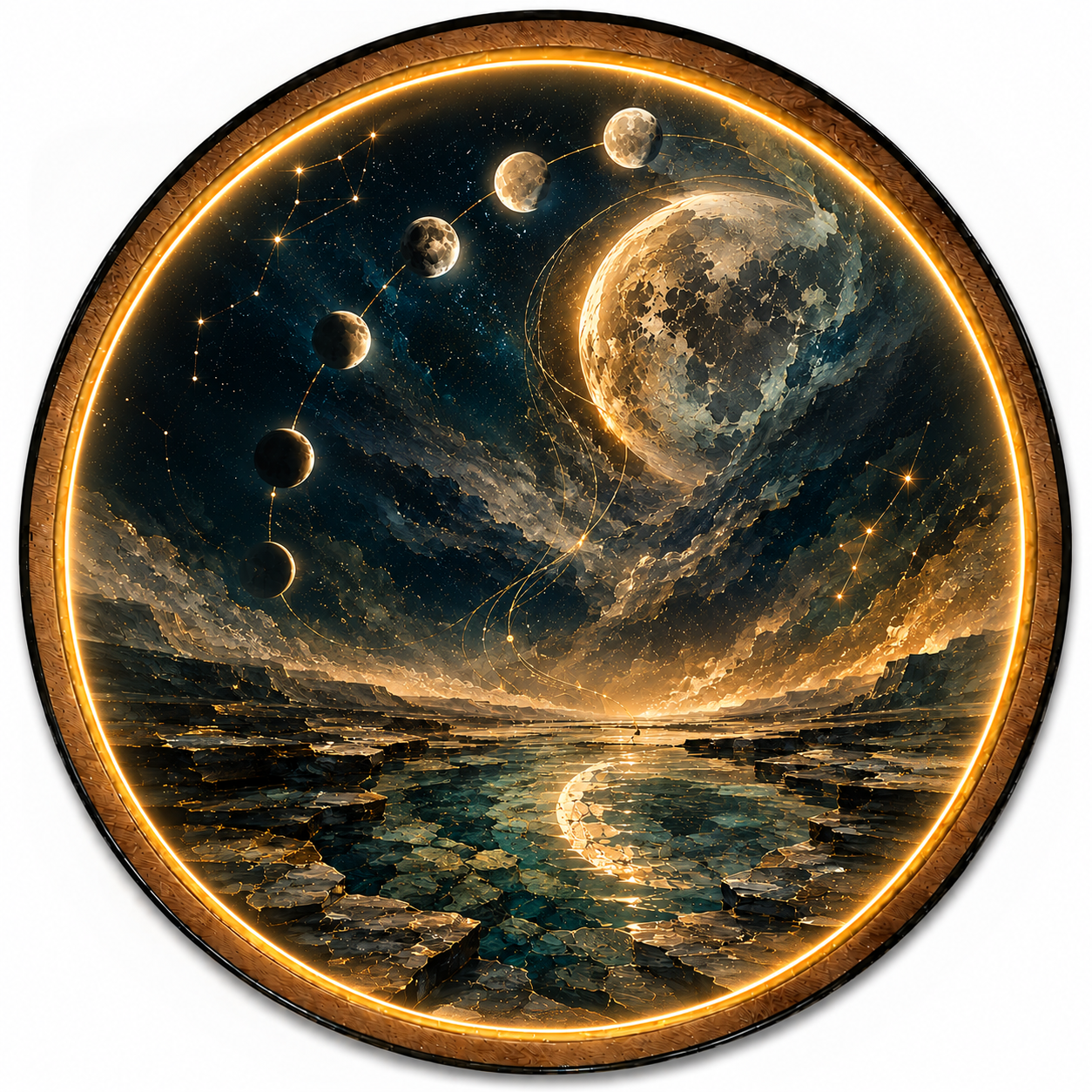 Lunar Passage LED Wall Art – Moon Phase Celestial Wall Decor