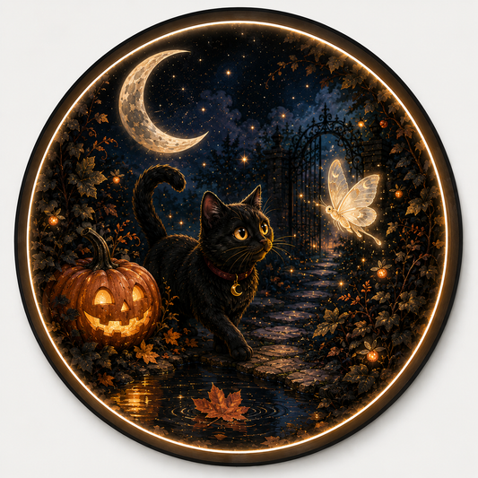 Midnight Paws – The Glowing Moth LED Wall Art