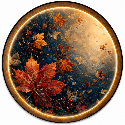 Autumn Current Midnight Gold LED Wall Art – Maple Leaf Decor