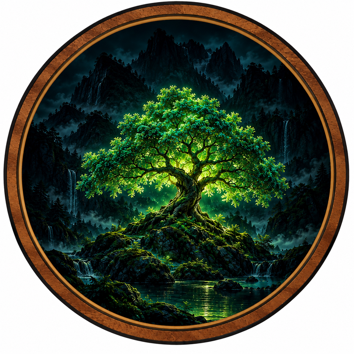 Handcrafted Emerald Tree of Life LED Wall Art