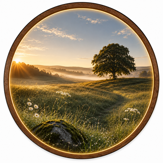 Golden Meadow Sunrise LED Wall Art – Illuminated Nature Landscape Decor