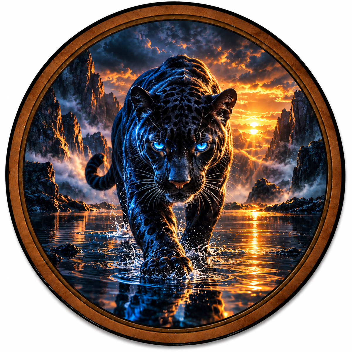Obsidian King Black Panther – Handcrafted LED Wall Art