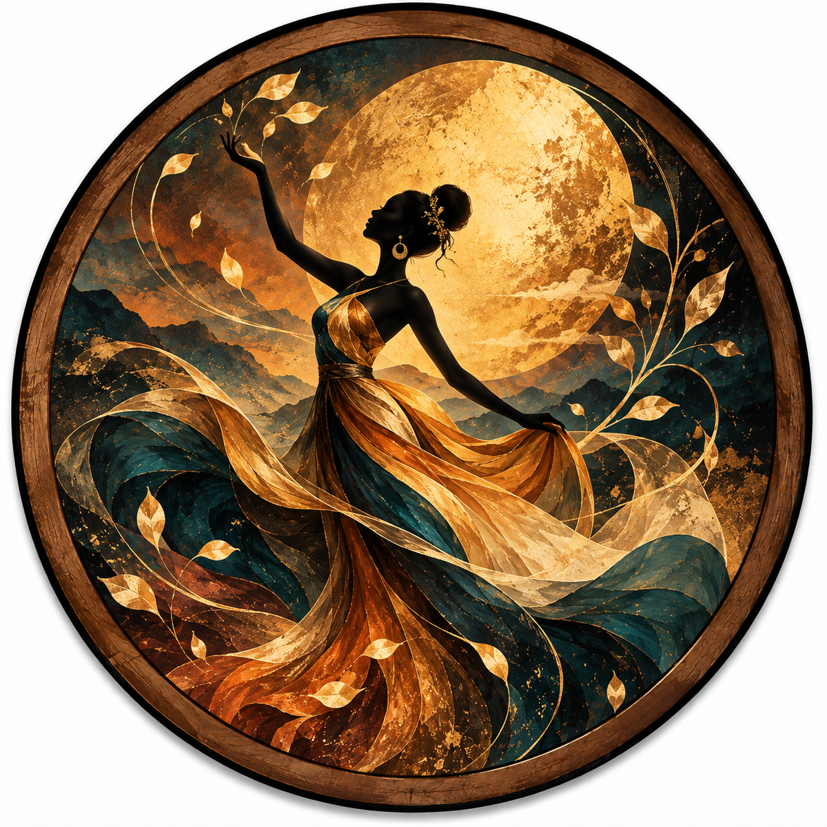 Golden Moon Dancer LED Wall Art – Elegant Celestial Woman Decor