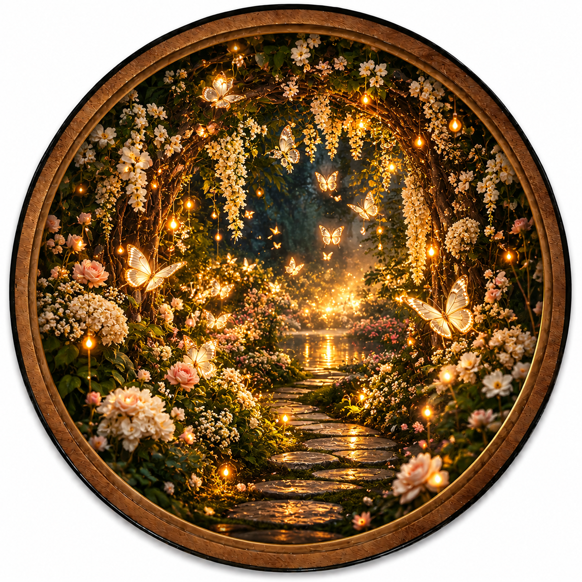 Handcrafted Enchanted Butterfly Garden LED Wall Art