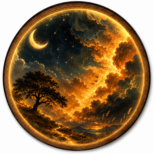 Crescent Afterglow LED Wall Art – Golden Night Sky Decor