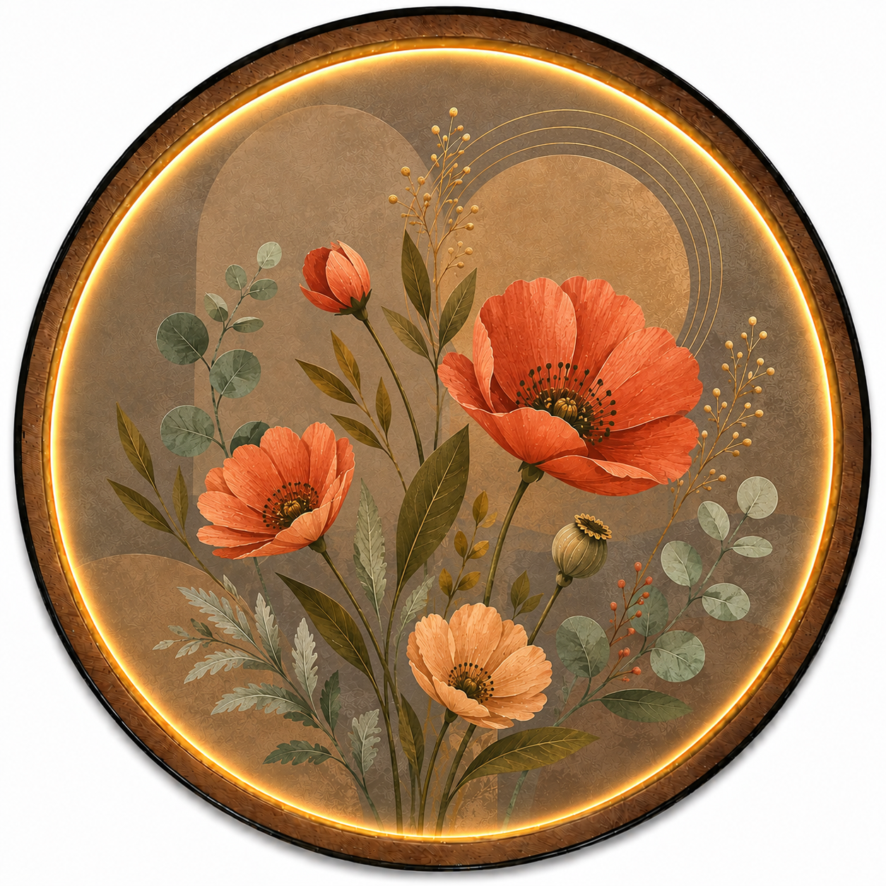 Modern Poppy Bloom LED Wall Art – Botanical Acrylic Decor