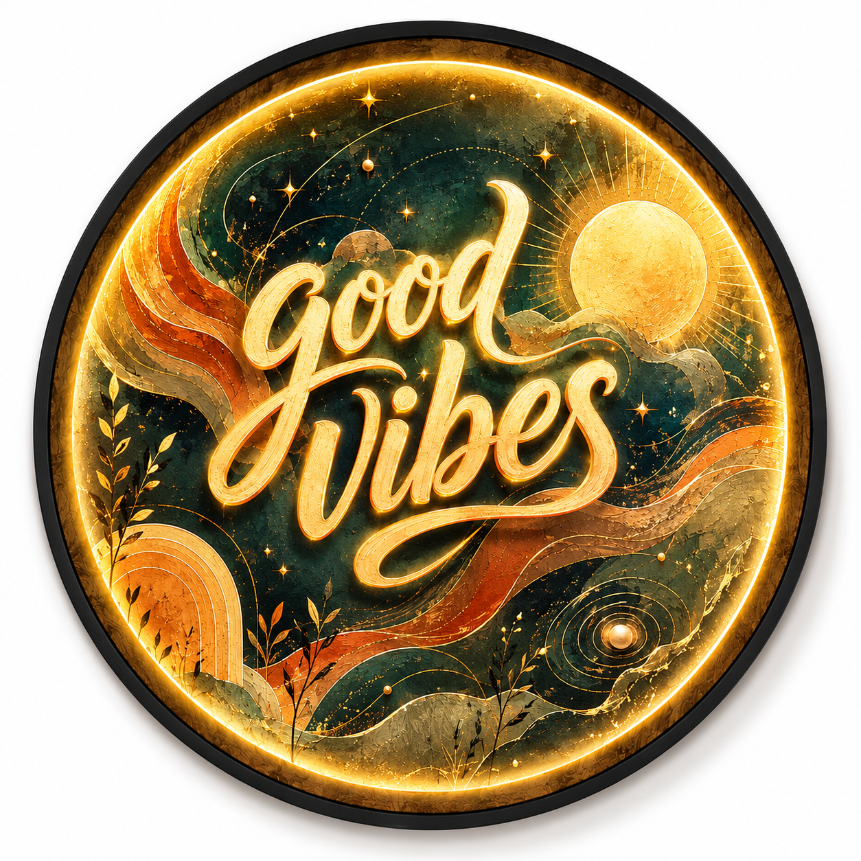 Good Vibes LED Wall Art – Positive Boho Room Decor