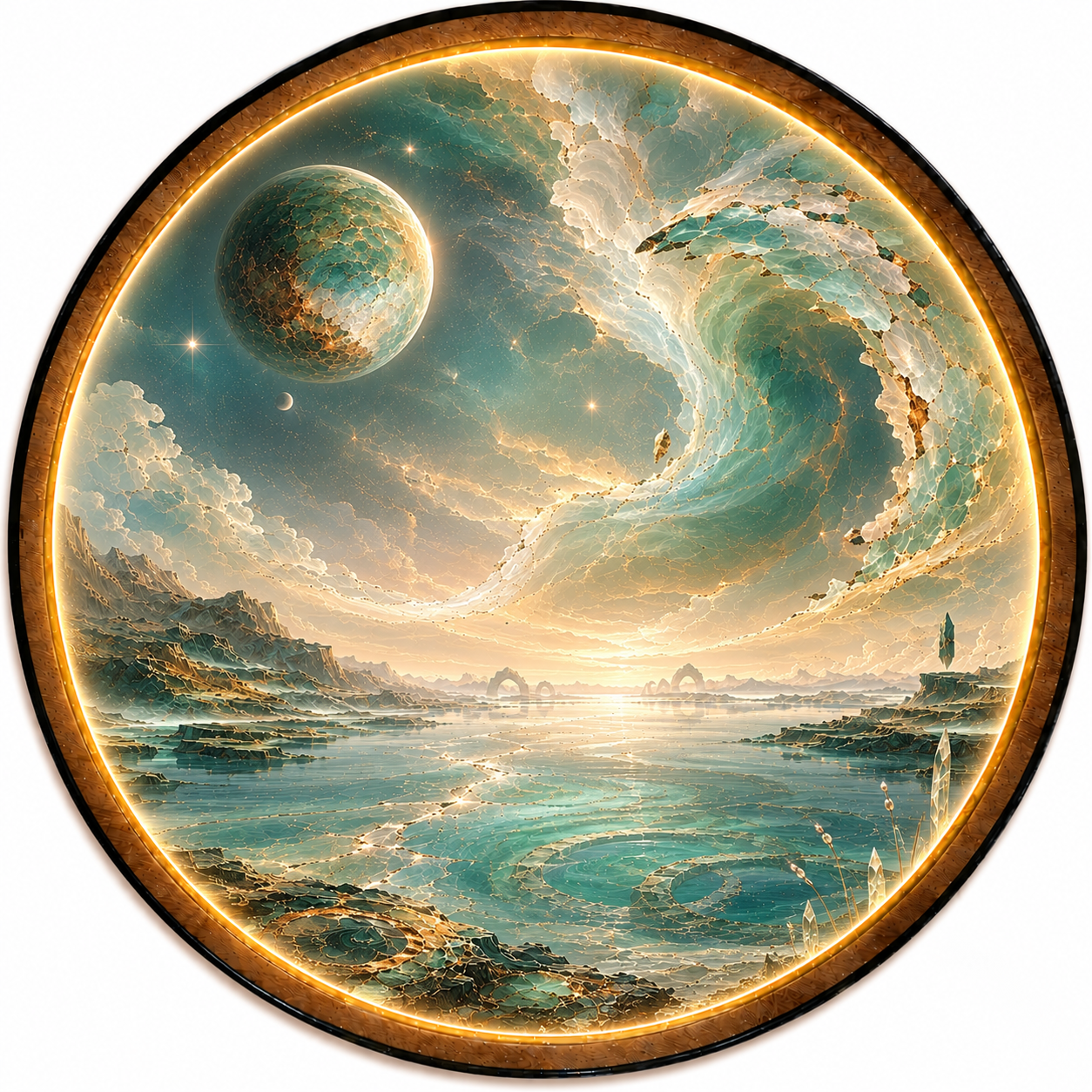Celestial Tide LED Wall Art – Ocean Moon Wall Decor