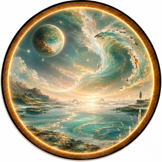 Celestial Tide LED Wall Art – Ocean Moon Wall Decor