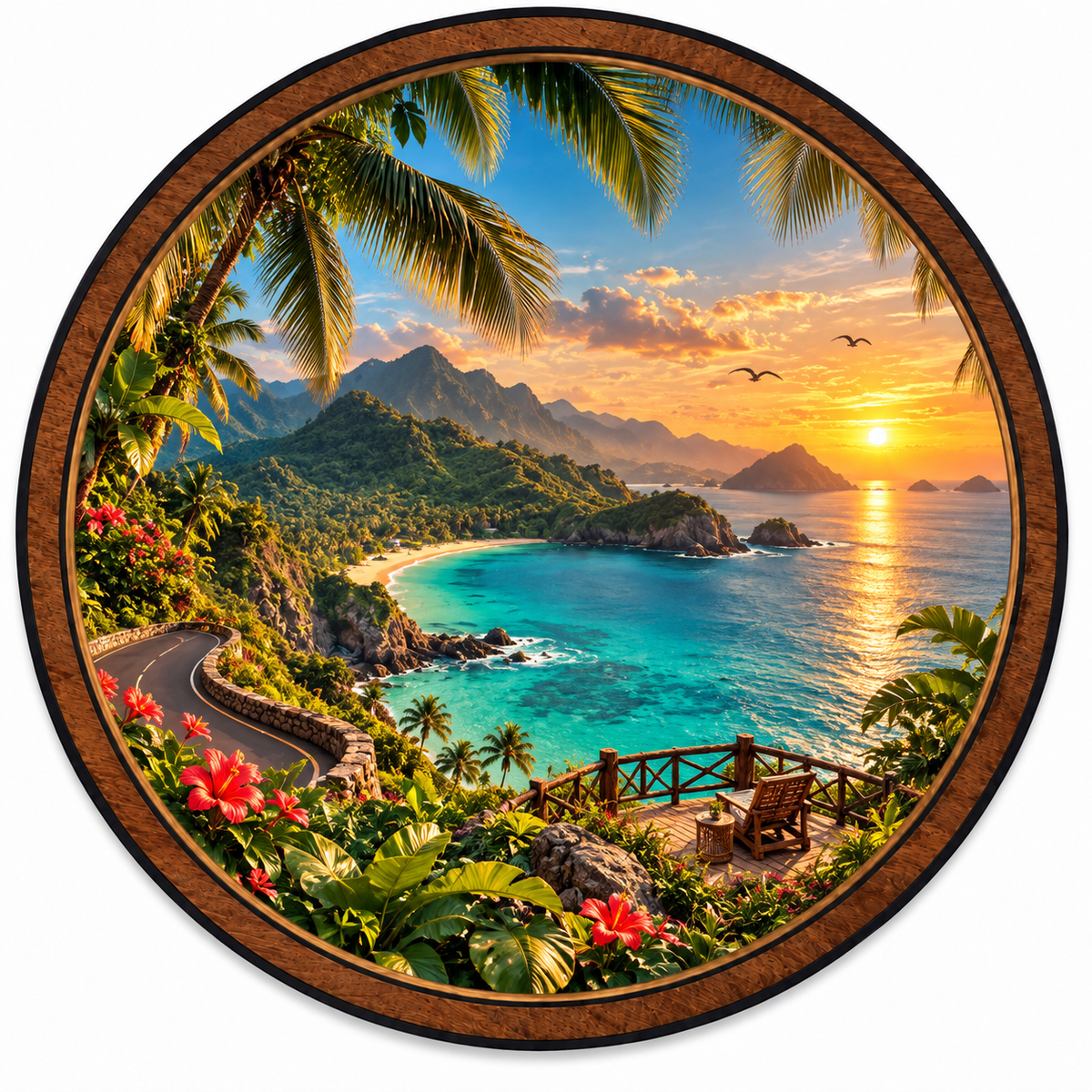 Tropical Island Escape – Coastal Sunset LED Wall Art