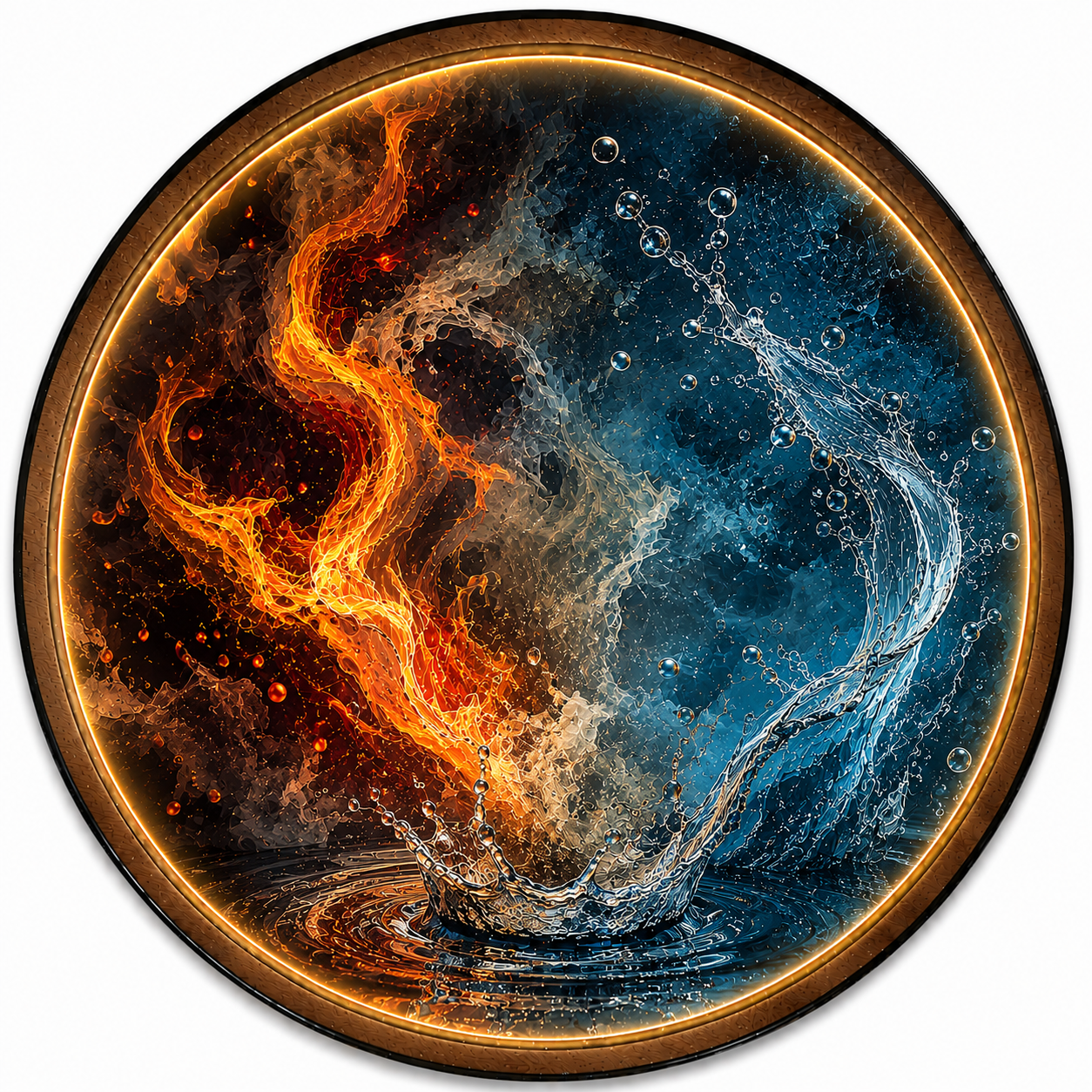 Fire & Water LED Wall Art – Elemental Balance Decor