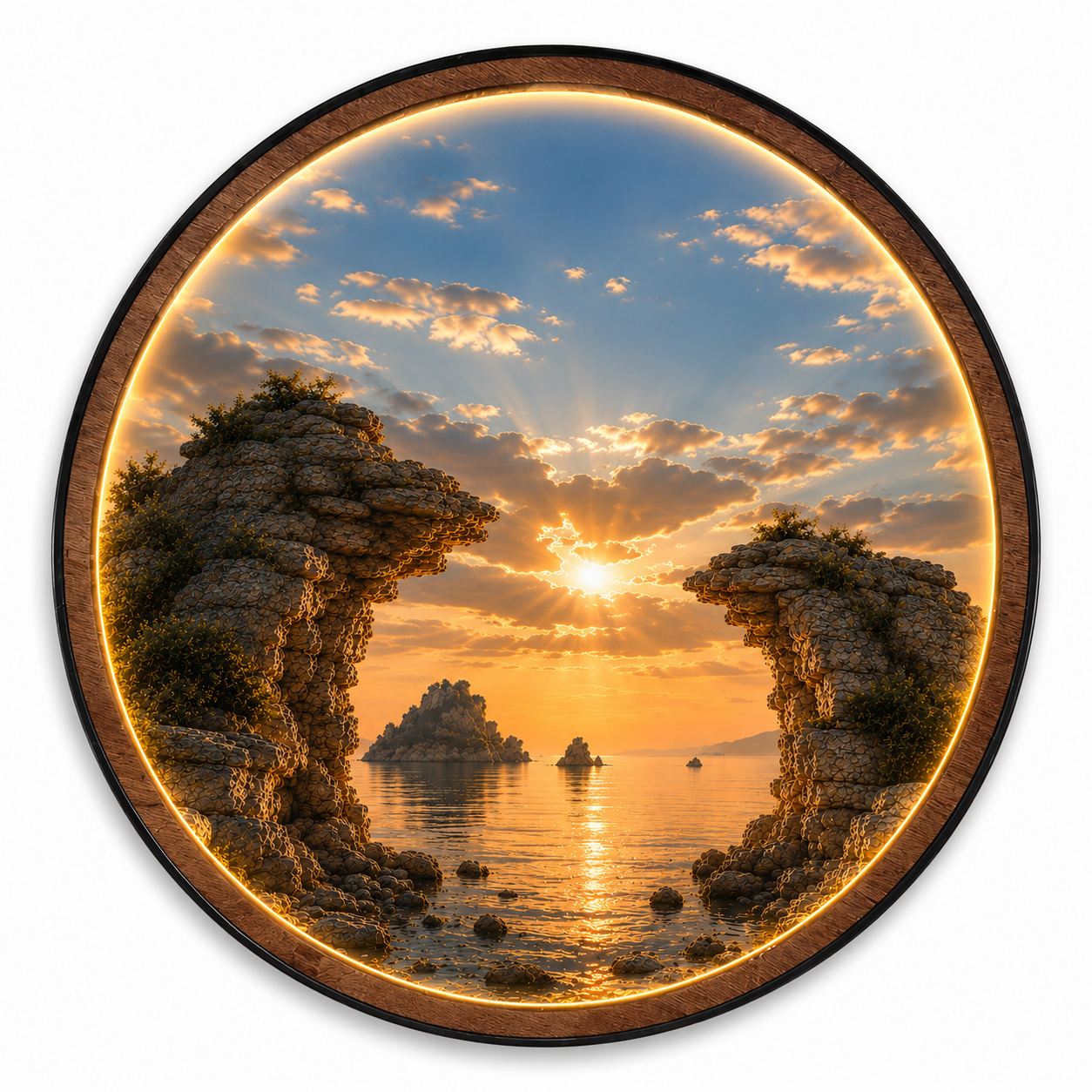 Sunset Sea Arch LED Wall Art – Coastal Illuminated Wall Decor