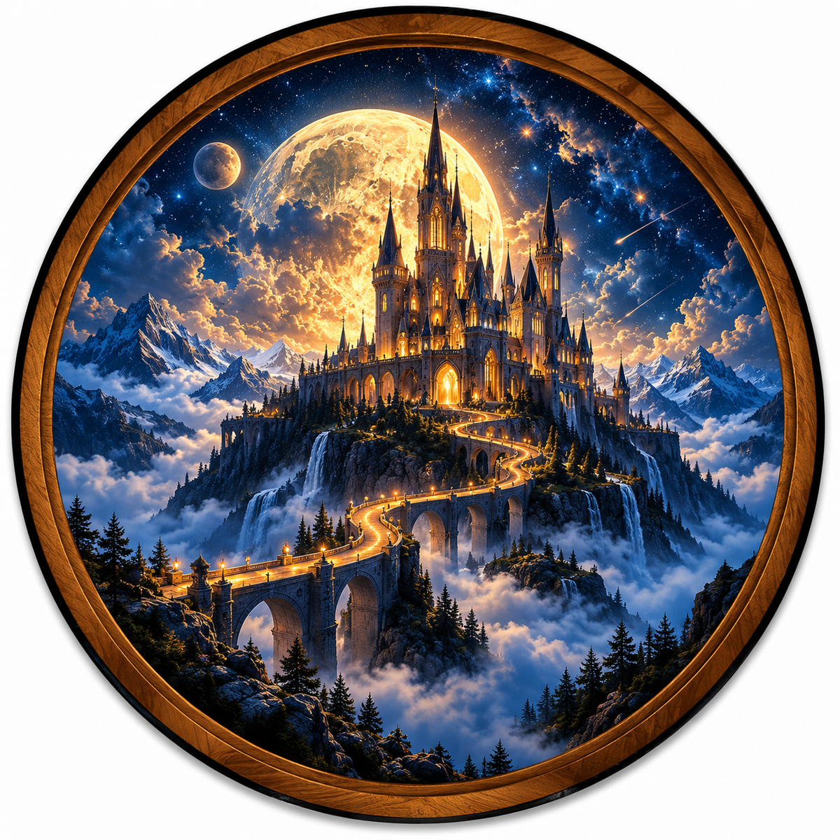 Moonlit Citadel – Handcrafted Fantasy Castle LED Wall Art