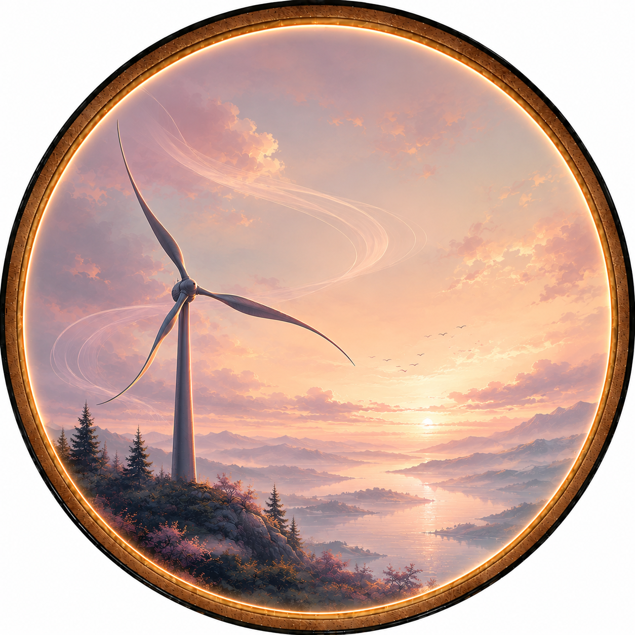 Winds of Dawn LED Wall Art – Serene Mountain Landscape