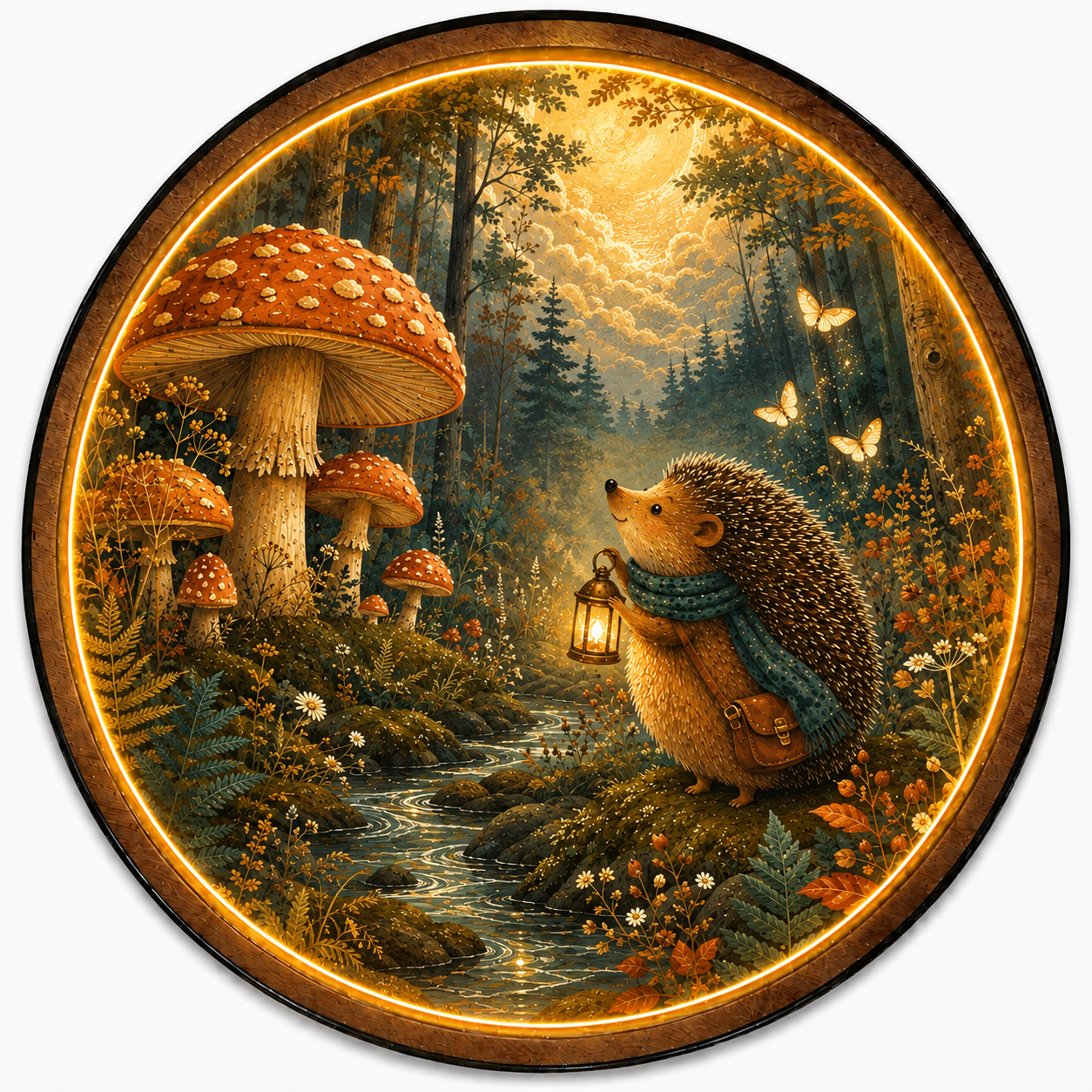Woodland Wanderer Hedgehog LED Wall Art – Forest Nursery Decor