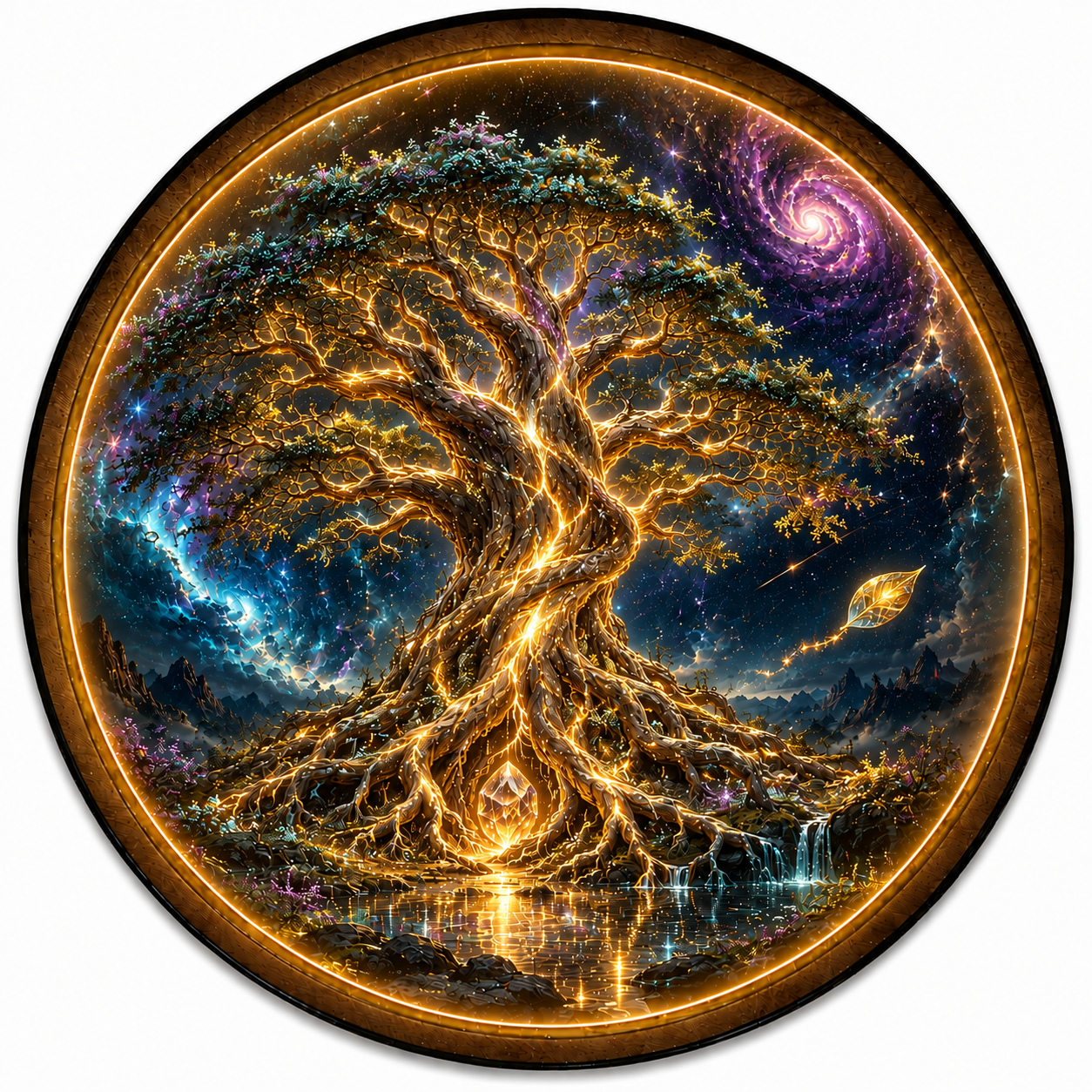 Starlit Genesis LED Wall Art – Glowing Cosmic Tree Decor