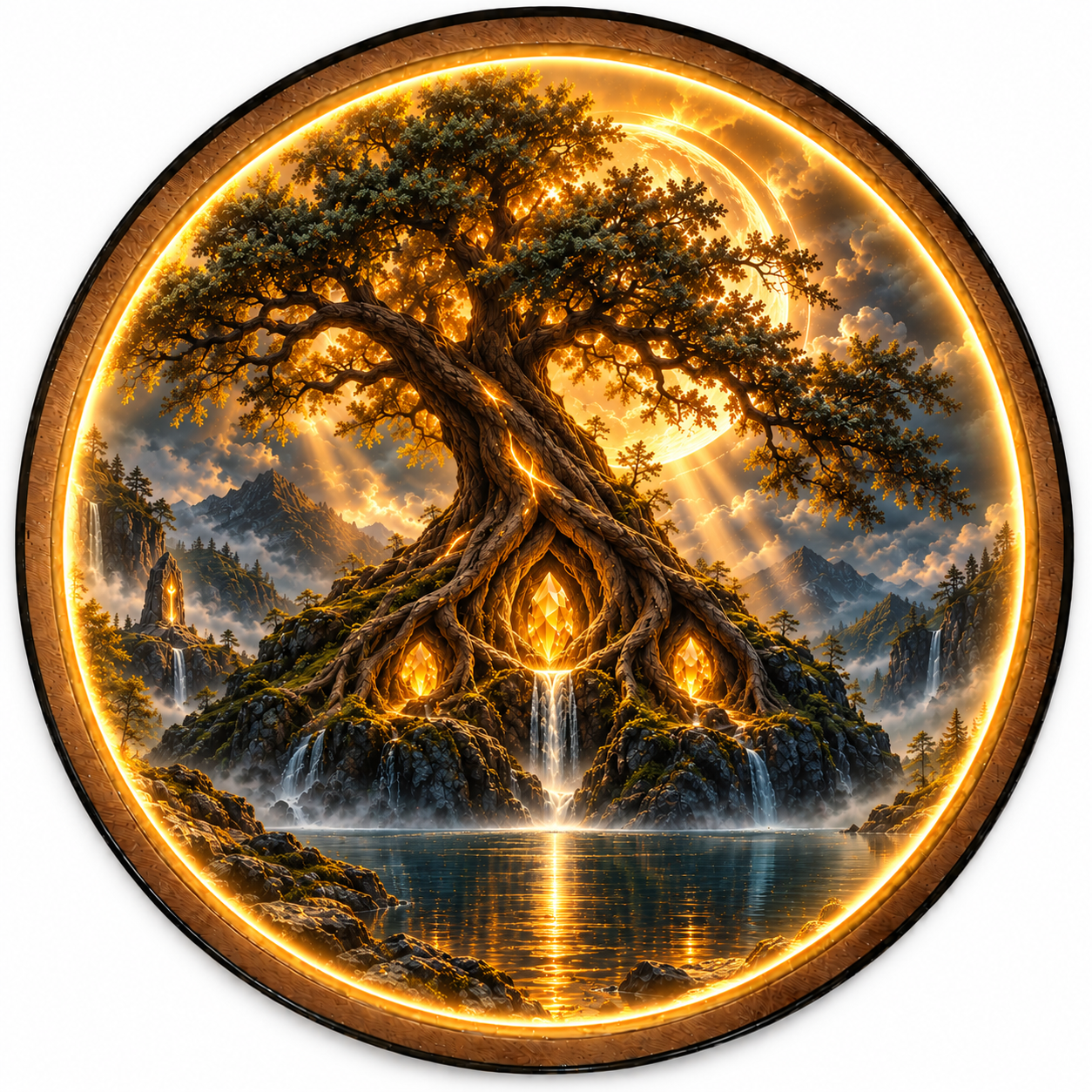 Emberheart LED Wall Art – Ancient Tree & Golden Crystal Decor