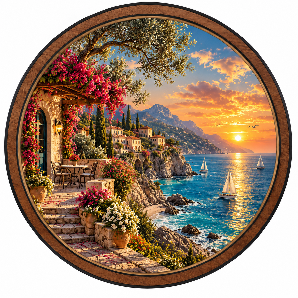 Amalfi Golden Hour – Mediterranean Coast LED Wall Art