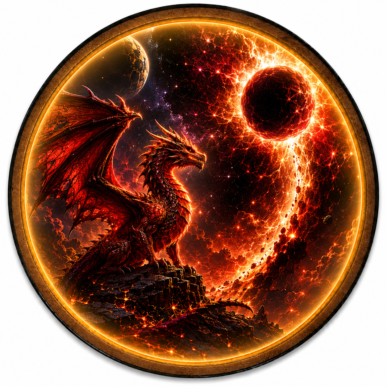 Eclipse Dragon LED Wall Art – Cosmic Fire Fantasy Decor
